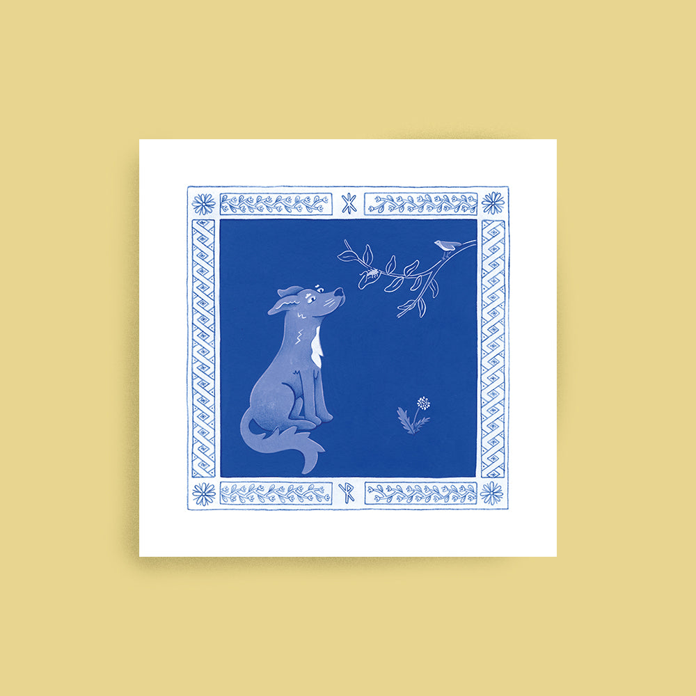 Le chien, le coléoptère et le rouge-gorge