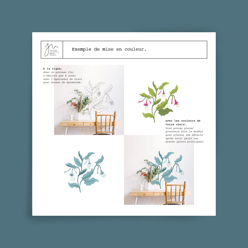 Décalcomanie fushia